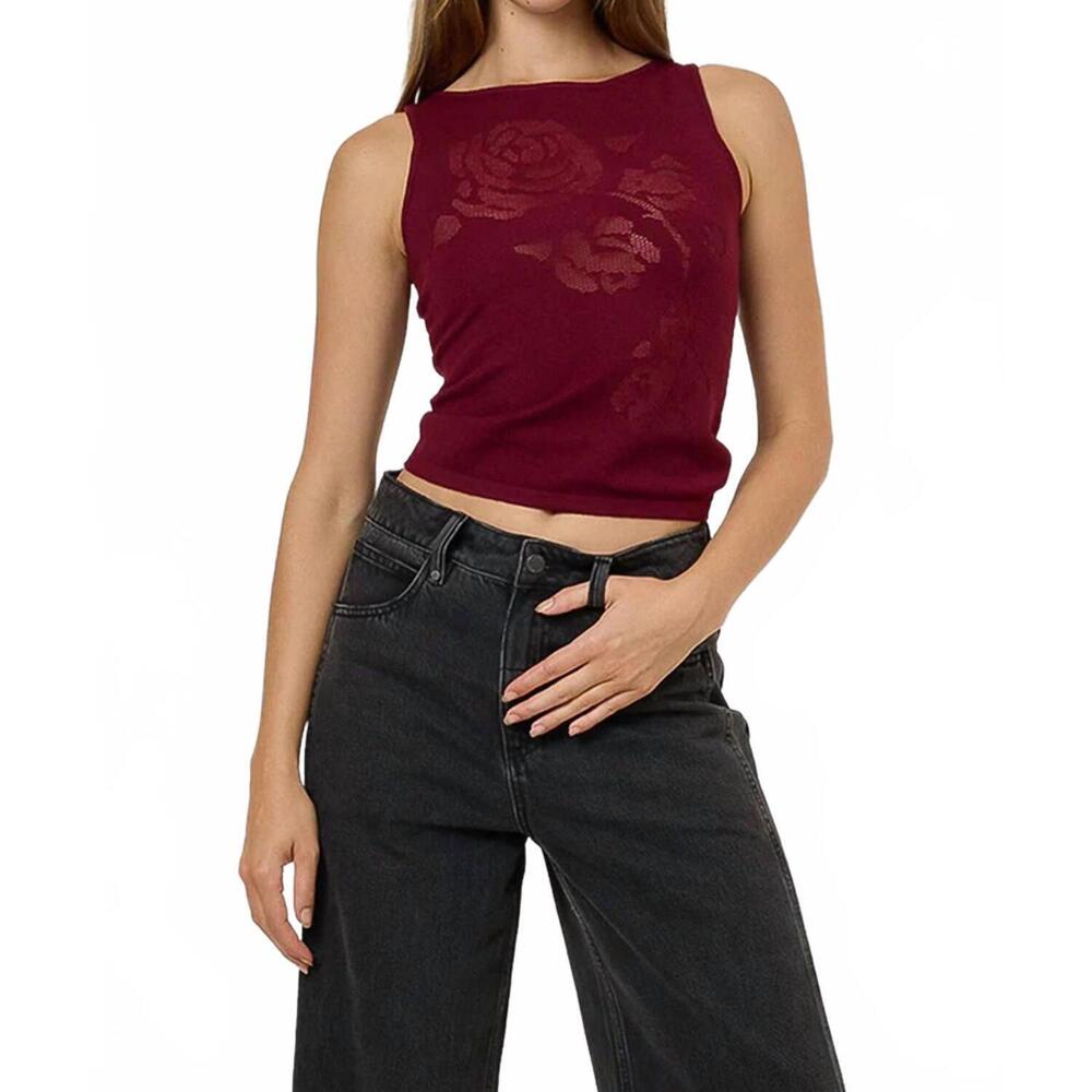 NEW THRILLS rosetta knit tank top in mahogany